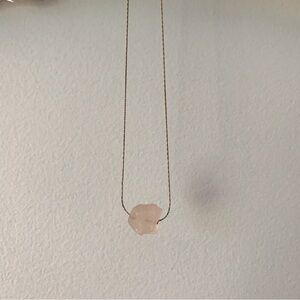 Rose Quartz Crystal Necklace 16” chain